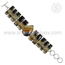 New Spectacular Onyx Gemstone Bracelet 925 Jóias em Prata de Prata Jóias Artesanais